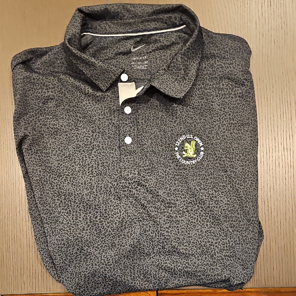 Nike Country Club Brookline MA US OPEN Black Patterned Polo Shirt